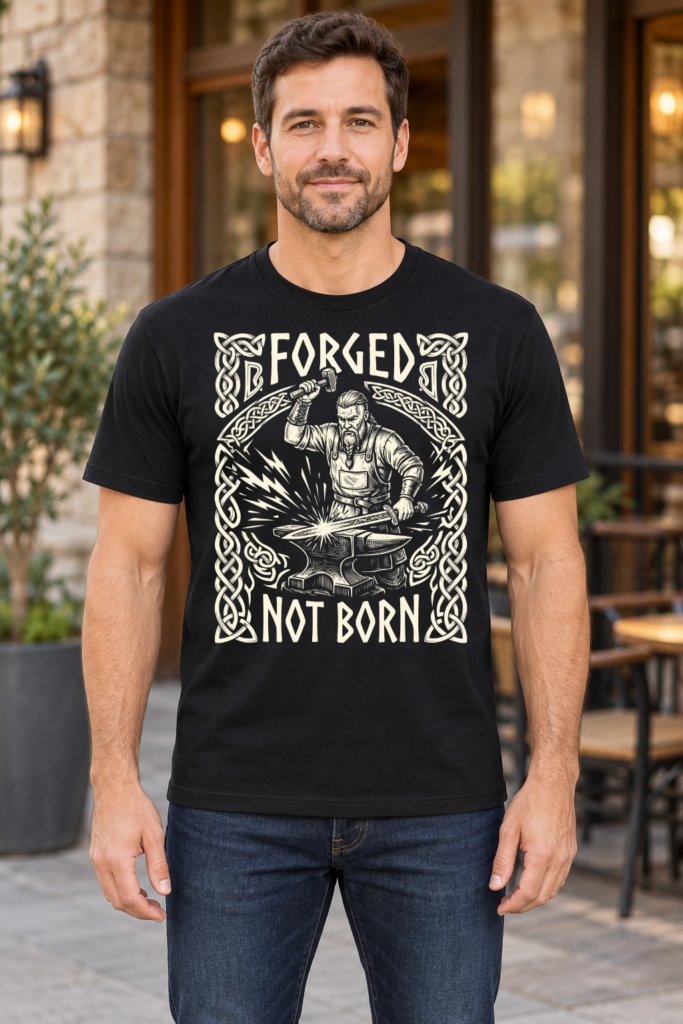 Forged Not Born – Viking Blacksmith T-Shirt