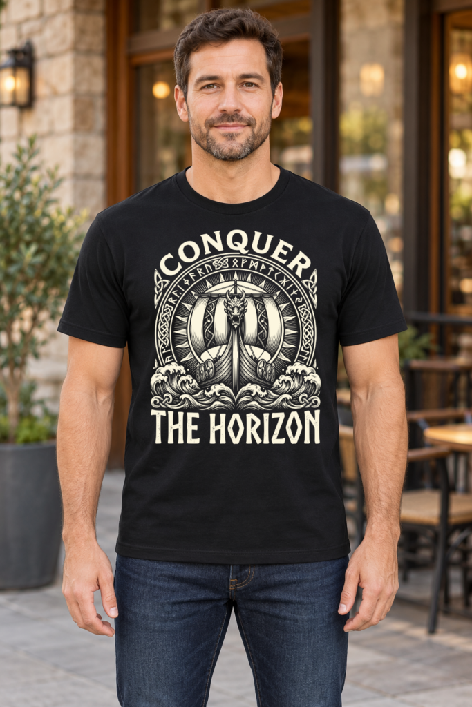 Conquer the Horizon – Viking Longship T-Shirt